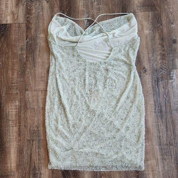 Retrofete X REVOLVE Mich Dress in Mint Aqua Green Size XL Beaded Sequins NWT - Picture 6 of 12